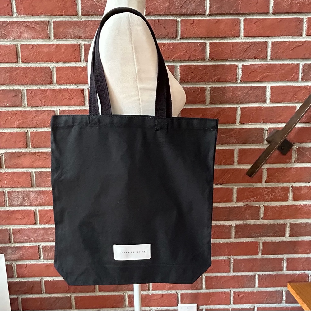 •Jeffrey Dood Black Canvas Shopping Tote Brand Name Logo NWOT